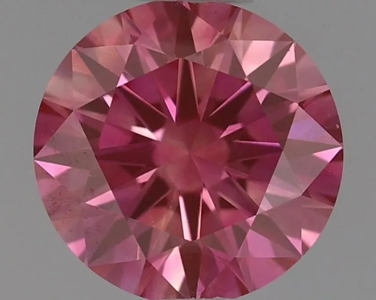 0.53ct ROUND Fancy Vivid Pink VVS2 Coloured Lab diamond