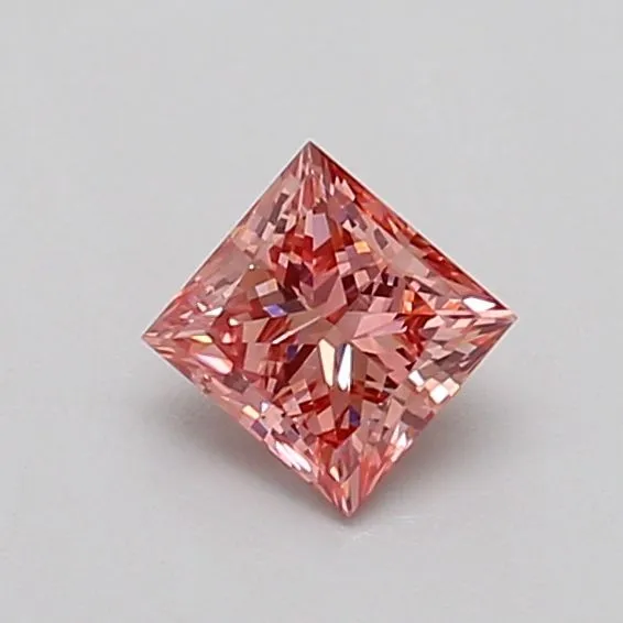 0.43ct PRINCESS Fancy Vivid Pink VS1 Coloured Lab diamond