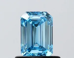 0.76ct EMERALD Fancy Vivid Blue VVS2 Coloured Lab diamond