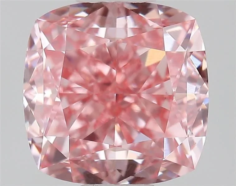 1.01ct CUSHION Fancy Vivid Pink VVS2 Coloured Lab diamond