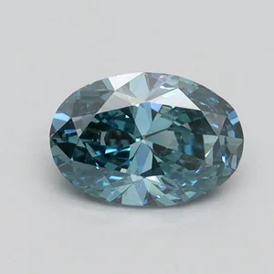 0.57ct OVAL Fancy Vivid Greenish Blue VS1 Coloured Lab diamond