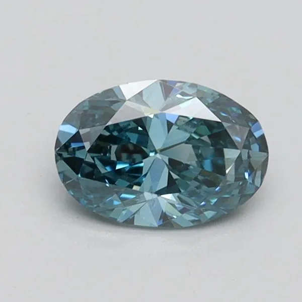 0.57ct OVAL Fancy Vivid Greenish Blue VS1 Coloured Lab diamond