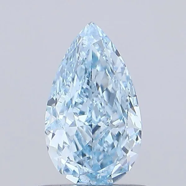 0.88ct PEAR Fancy Vivid Blue VS2 Coloured Lab diamond