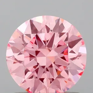 0.93ct ROUND Fancy Vivid Pink VS1 Coloured Lab diamond