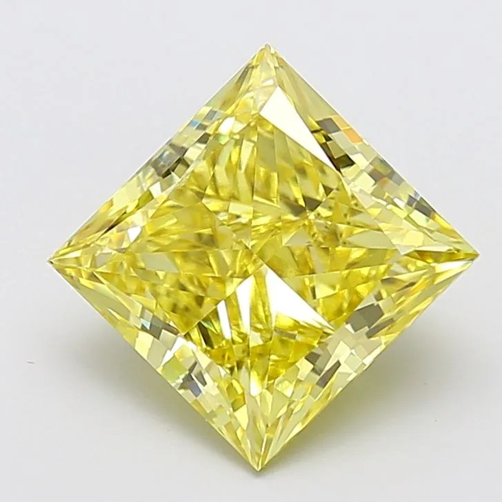 5.01ct PRINCESS Fancy Intense Yellow VS2 Coloured Lab diamond