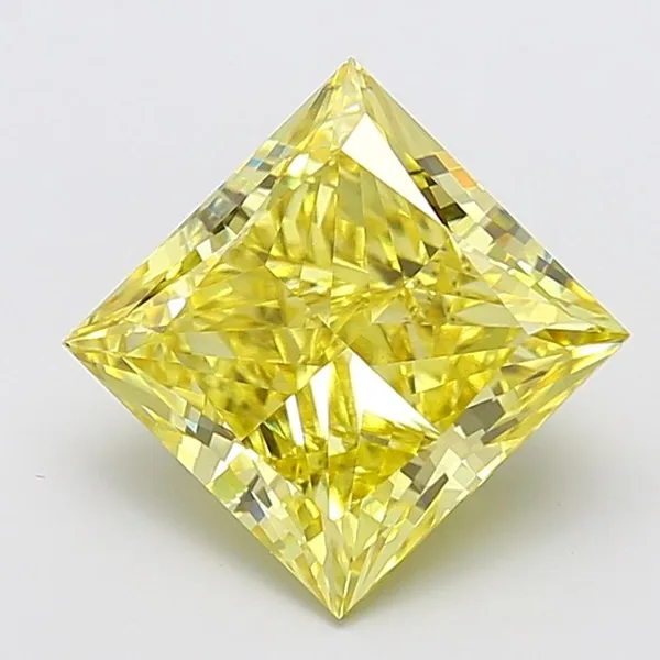 5.01ct PRINCESS Fancy Intense Yellow VS2 Coloured Lab diamond