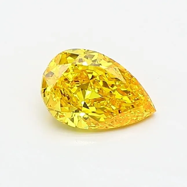 0.56ct PEAR Fancy Vivid Yellow VVS2 Coloured Lab diamond
