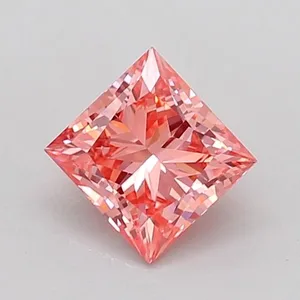 0.9ct PRINCESS Fancy Vivid Pink VS1 Coloured Lab diamond
