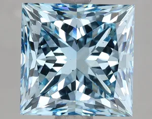 4.52ct PRINCESS Fancy Vivid Blue VS2 Coloured Lab diamond