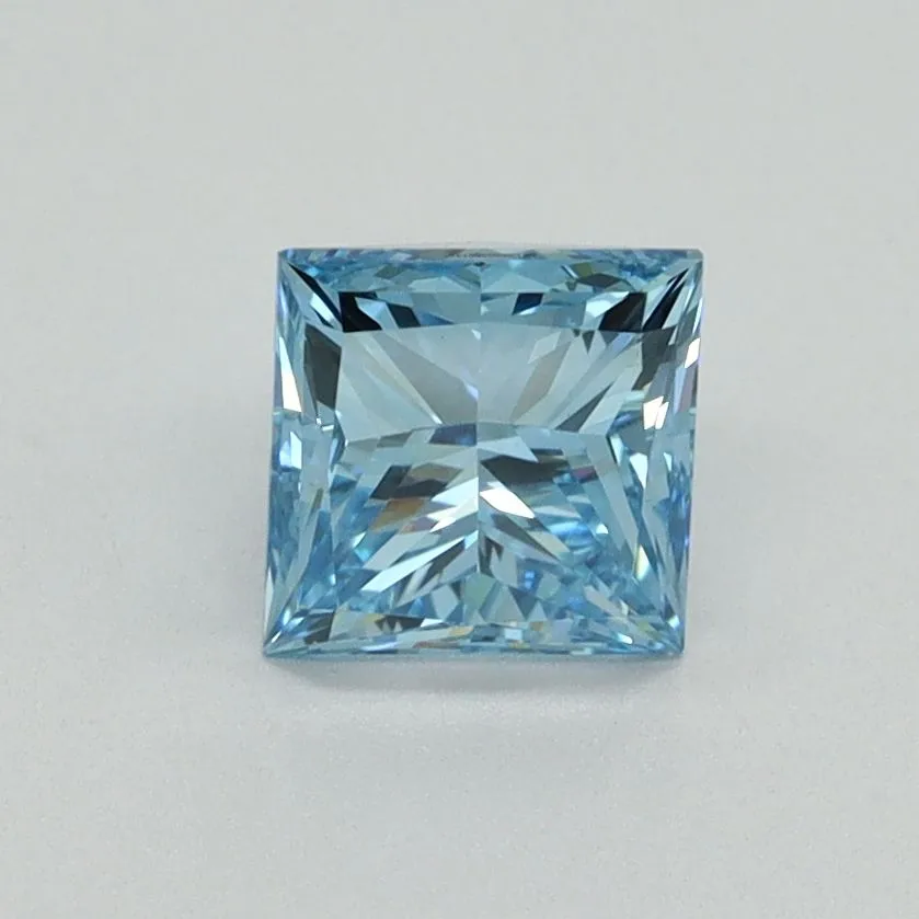 1.01ct PRINCESS Fancy Vivid Blue VVS2 Coloured Lab diamond