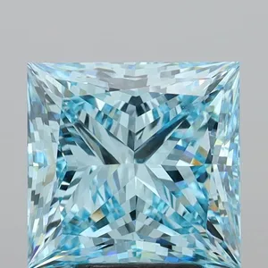 4.93ct PRINCESS Fancy Vivid Blue VVS2 Coloured Lab diamond