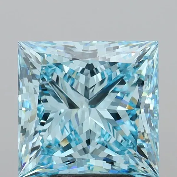 4.93ct PRINCESS Fancy Vivid Blue VVS2 Coloured Lab diamond