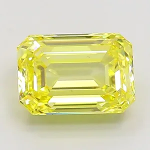1.01ct EMERALD Fancy Vivid Yellow SI1 Coloured Lab diamond