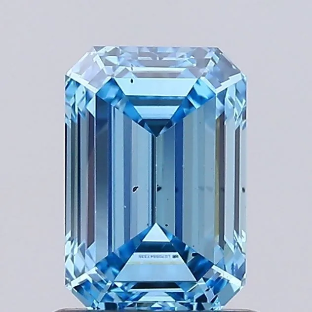 1.00ct EMERALD Fancy Vivid Blue SI1 Coloured Lab diamond