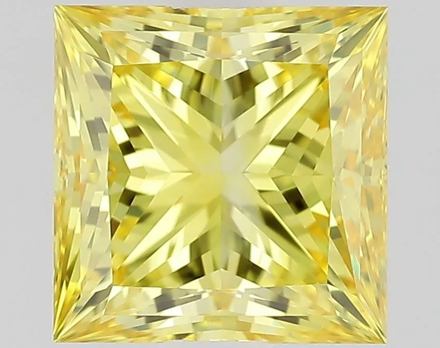 1.00ct PRINCESS Fancy Intense Yellow VS1 Coloured Lab diamond