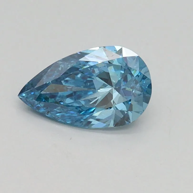 0.60ct PEAR Fancy Vivid Blue SI1 Coloured Lab diamond