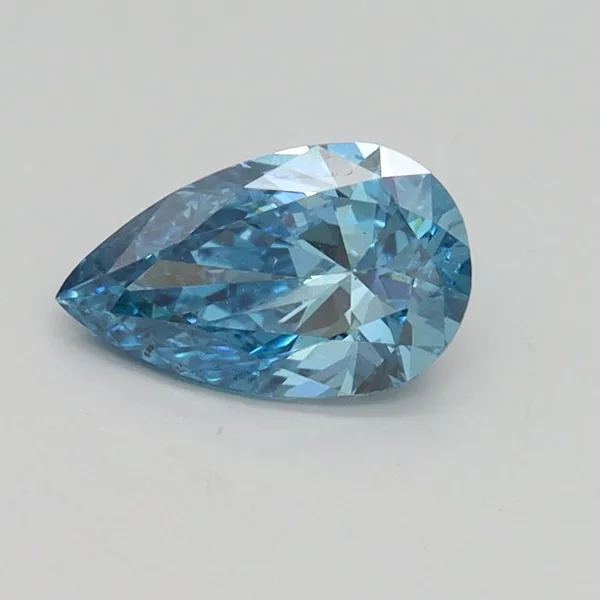 0.6ct PEAR Fancy Vivid Blue SI1 Coloured Lab diamond