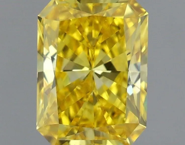 0.74ct RADIANT Fancy Vivid Yellow VVS2 Coloured Lab diamond