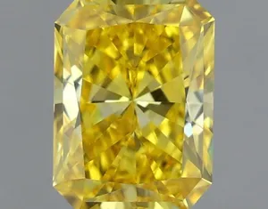 0.74ct RADIANT Fancy Vivid Yellow VVS2 Coloured Lab diamond