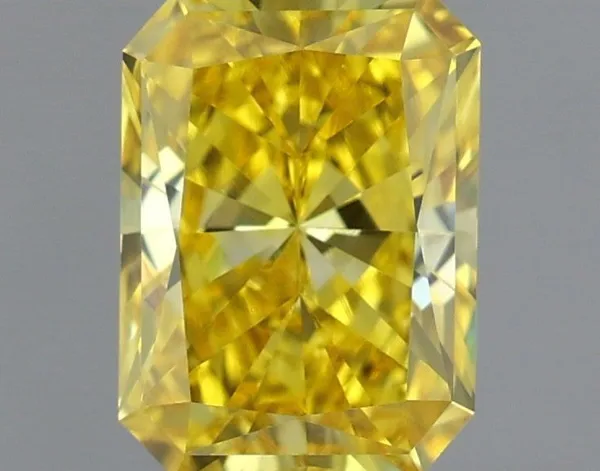 0.74ct RADIANT Fancy Vivid Yellow VVS2 Coloured Lab diamond