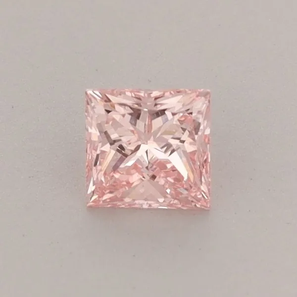 0.4ct PRINCESS Fancy Vivid Pink VS2 Coloured Lab diamond