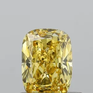 0.61ct CUSHION Fancy Intense Yellow VVS2 Coloured Lab diamond