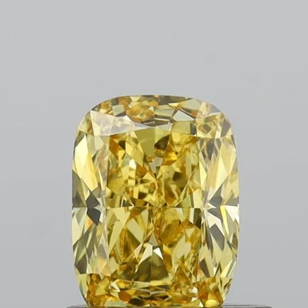 0.61ct CUSHION Fancy Intense Yellow VVS2 Coloured Lab diamond