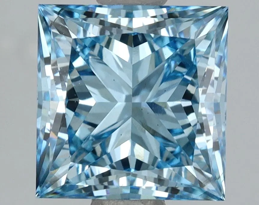 2.55ct PRINCESS Fancy Vivid Blue VS2 Coloured Lab diamond