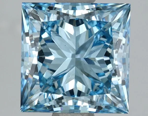 2.55ct PRINCESS Fancy Vivid Blue VS2 Coloured Lab diamond
