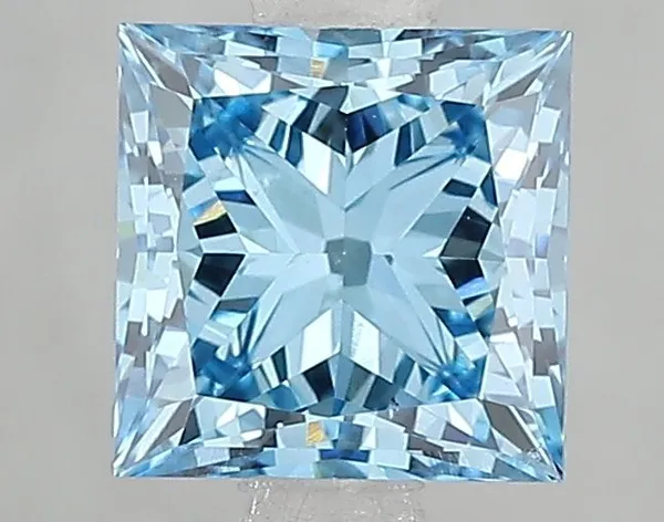 1.59ct PRINCESS Fancy Vivid Blue VS1 Coloured Lab diamond