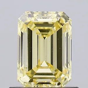 0.9ct EMERALD Fancy Yellow VS2 Coloured Lab diamond