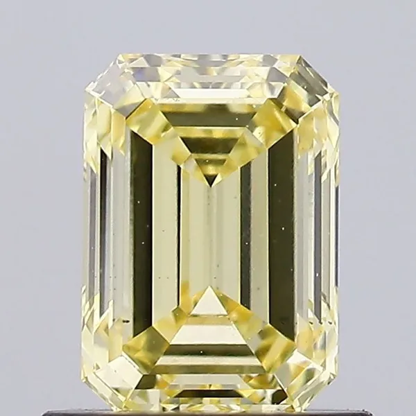 0.9ct EMERALD Fancy Yellow VS2 Coloured Lab diamond