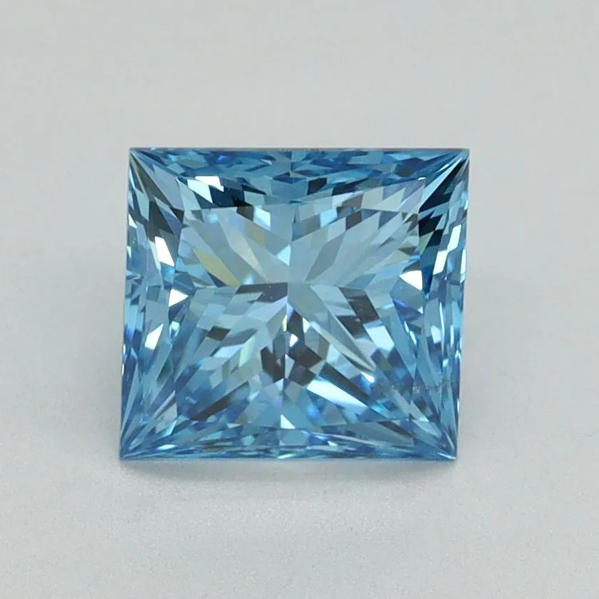 1.52ct PRINCESS Fancy Vivid Blue VS2 Coloured Lab diamond