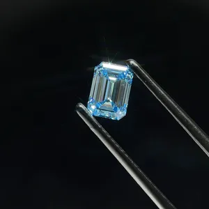0.94ct EMERALD Fancy Vivid Blue VVS2 Coloured Lab diamond
