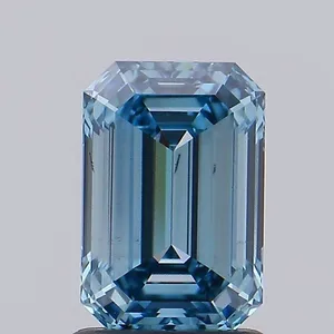 1.53ct EMERALD Fancy Intense Greenish Blue VS1 Coloured Lab diamond