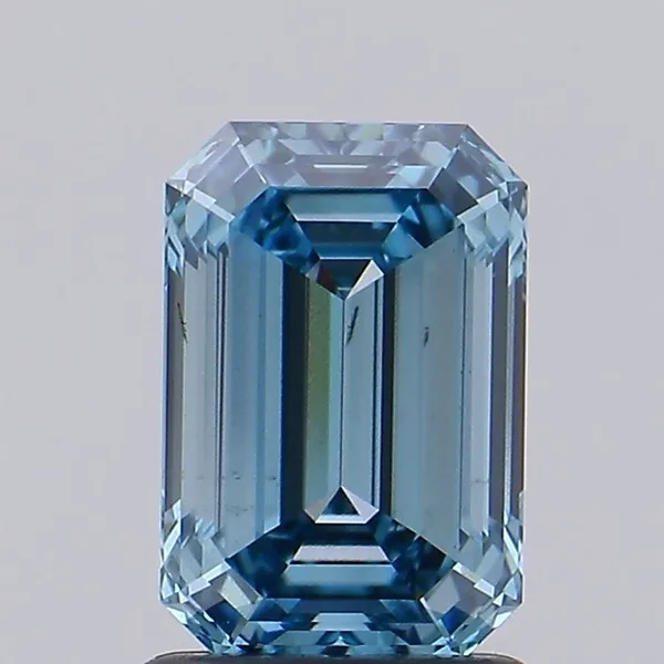 1.53ct EMERALD Fancy Intense Greenish Blue VS1 Coloured Lab diamond