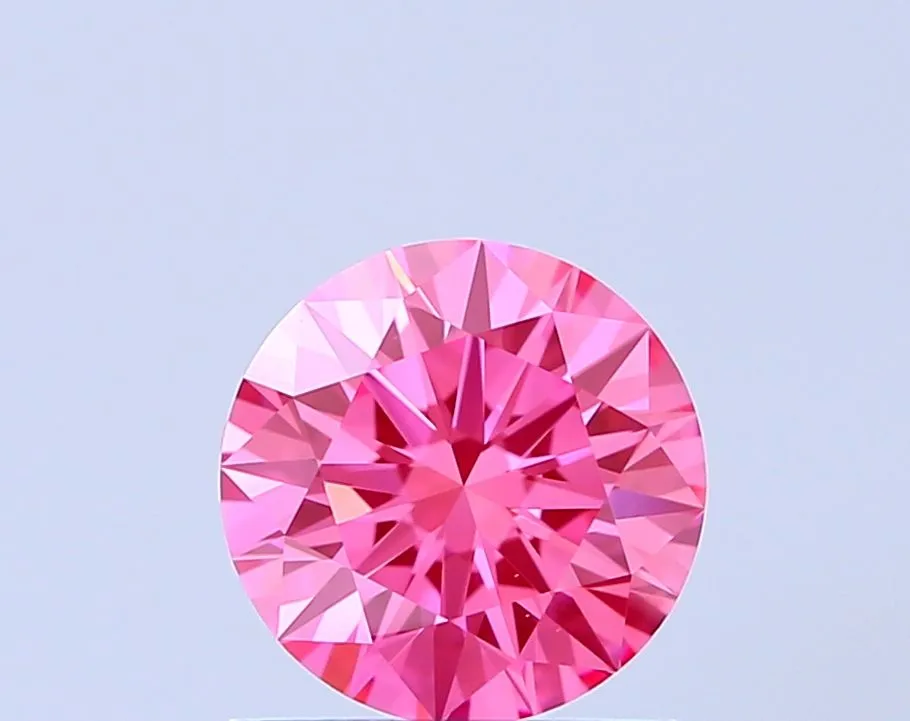0.93ct ROUND Fancy Vivid Pink VVS2 Coloured Lab diamond