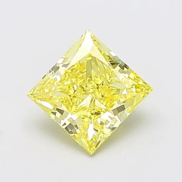 1.63ct PRINCESS Fancy Intense Yellow VS2 Coloured Lab diamond