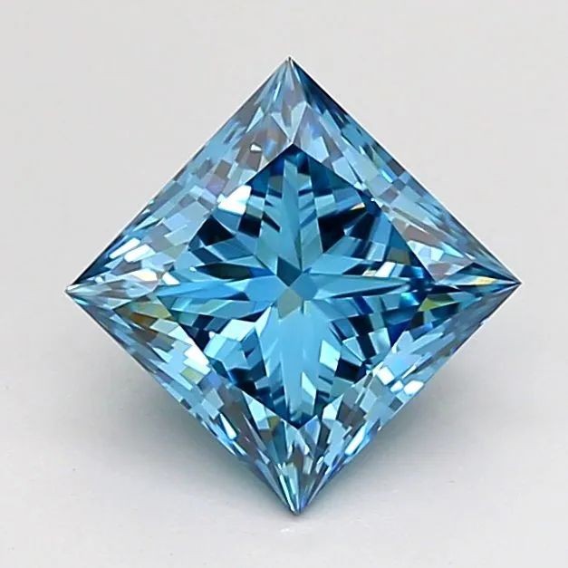 1.32ct PRINCESS Fancy Vivid Blue VVS2 Coloured Lab diamond