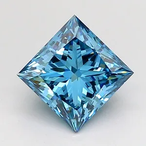 1.32ct PRINCESS Fancy Vivid Blue VVS2 Coloured Lab diamond