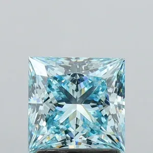 1.71ct PRINCESS Fancy Vivid Blue VVS2 Coloured Lab diamond