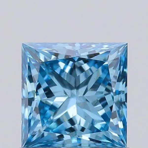 0.72ct PRINCESS Fancy Vivid Blue VS2 Coloured Lab diamond