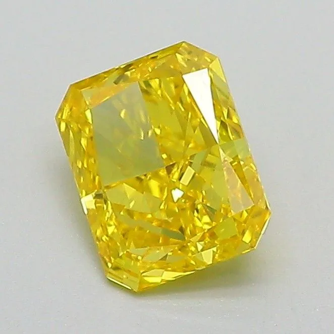 0.83ct RADIANT Fancy Vivid Yellow VVS2 Coloured Lab diamond