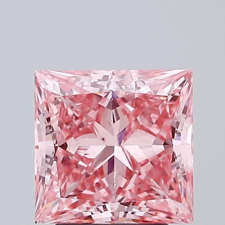 3.15ct PRINCESS Fancy Vivid Pink SI2 Coloured Lab diamond
