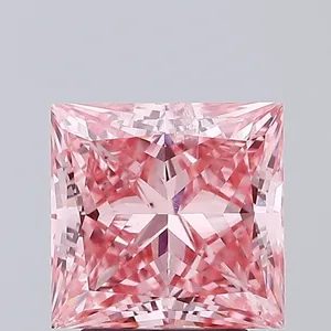3.15ct PRINCESS Fancy Vivid Pink SI2 Coloured Lab diamond
