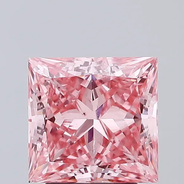 3.15ct PRINCESS Fancy Vivid Pink SI2 Coloured Lab diamond