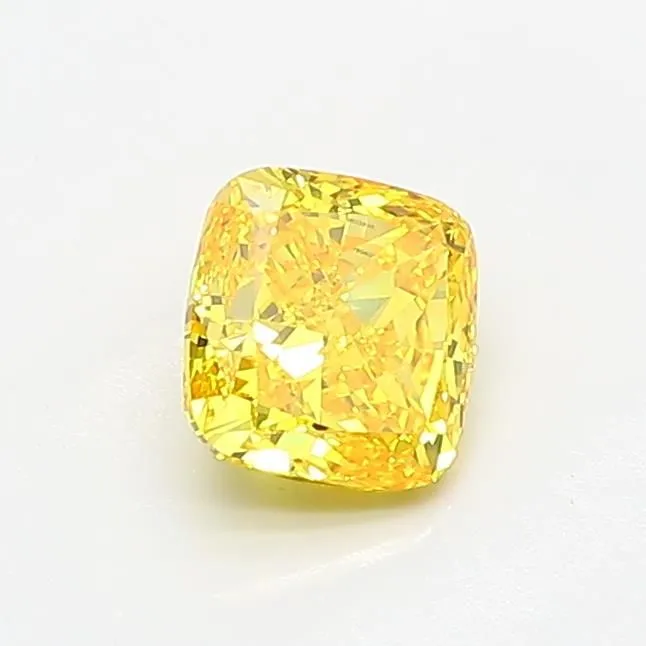 0.78ct CUSHION Fancy Vivid Yellow VVS1 Coloured Lab diamond