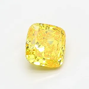 0.78ct CUSHION Fancy Vivid Yellow VVS1 Coloured Lab diamond