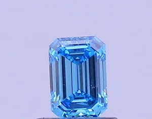 0.61ct EMERALD Fancy Vivid Blue VVS2 Coloured Lab diamond