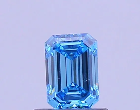 0.61ct EMERALD Fancy Vivid Blue VVS2 Coloured Lab diamond